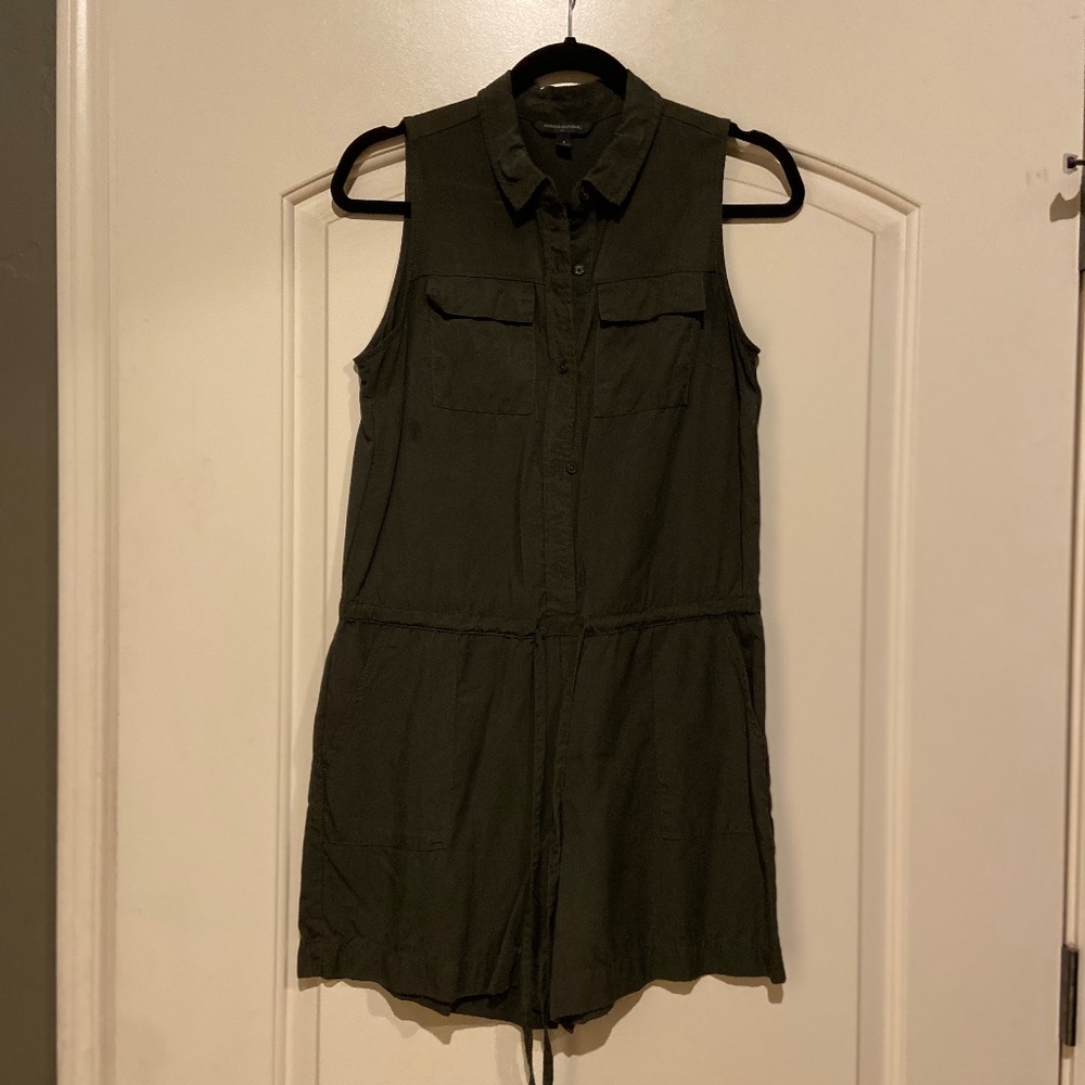 Banana Republic Utility Romper Army Green Drawstring Waist